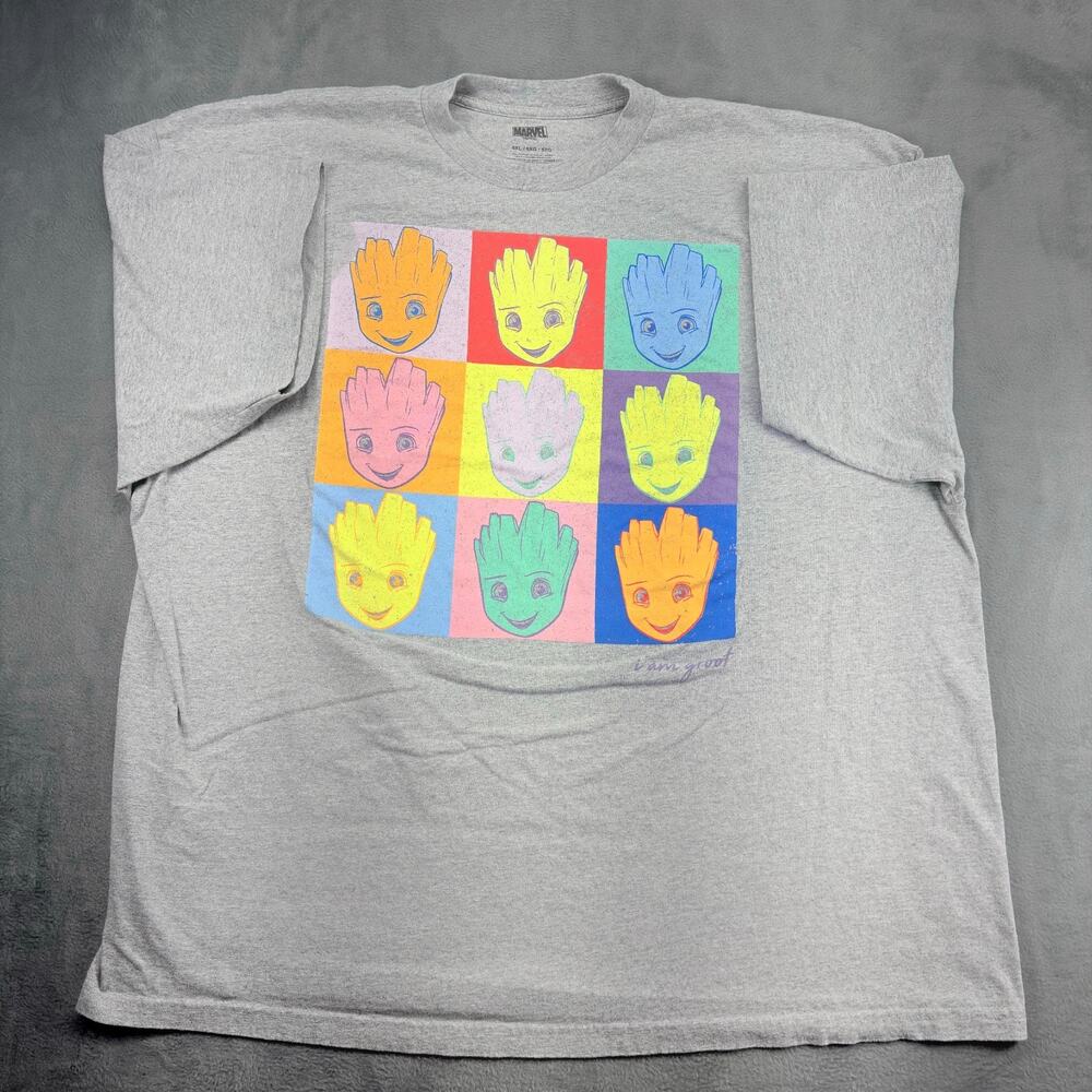 Marvel "I Am Groot" T-Shirt Men's 5XL Gray Pop Art Graphic Tee Gamer Nerd Comics